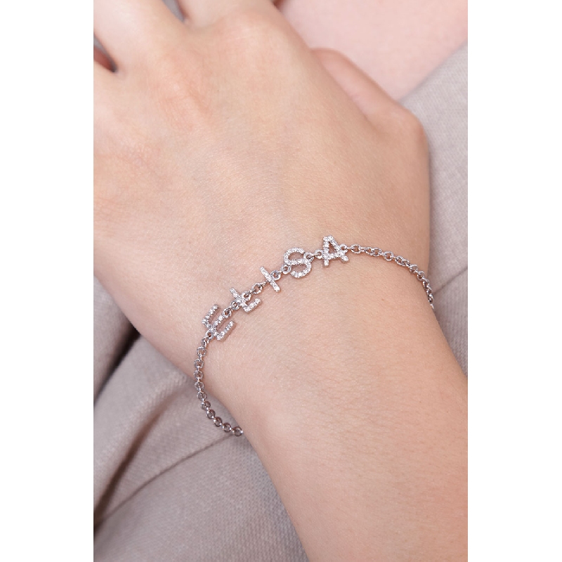 Bracelet with name ELISA in white gold and diamonds Bracelet with name ELISA in white gold and diamonds