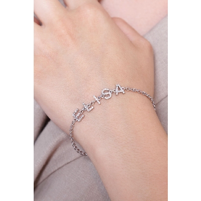 Bracelet with name ELISA in white gold and diamonds