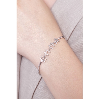 Bracelet with name EMMA in white gold and diamonds