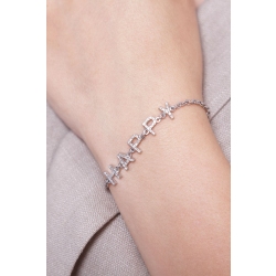 Bracelet with letters HAPPY in white gold and diamonds 2