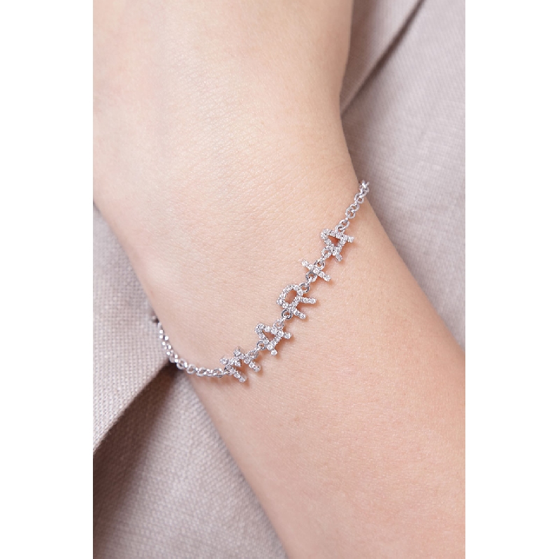 Bracelet with name MARIA in white gold and diamonds Bracelet with name MARIA in white gold and diamonds