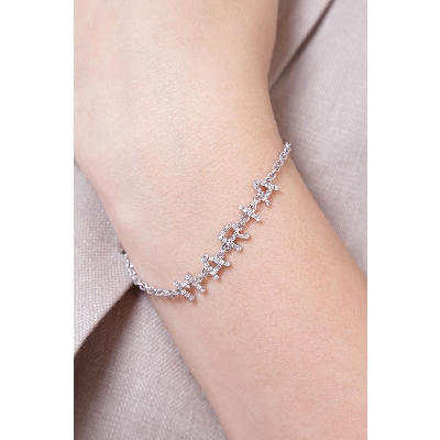 Bracelet with name MARIA in white gold and diamonds