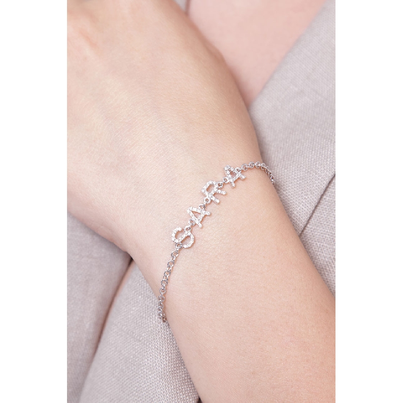 Bracelet with name in white gold and diamonds Bracelet with name in white gold and diamonds