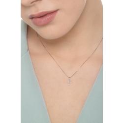 Letter F pendant with diamonds in 18k white gold 2