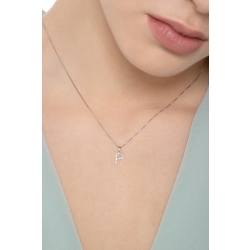 Necklace with letter P in white gold and diamonds 2