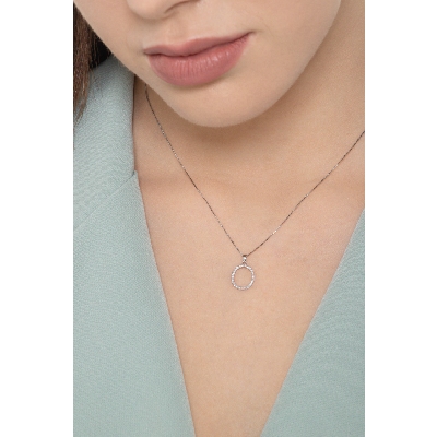 Gold necklace with a letter O in diamonds