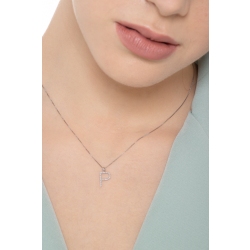 Gold necklace with letter P in diamonds 2