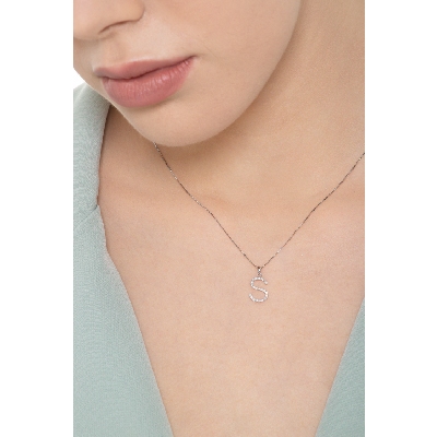 Necklace with initials S in diamonds