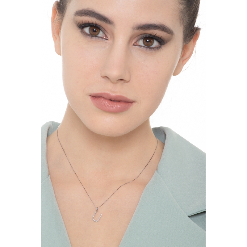 Letter U pendant with round cut diamonds Letter U pendant with round cut diamonds