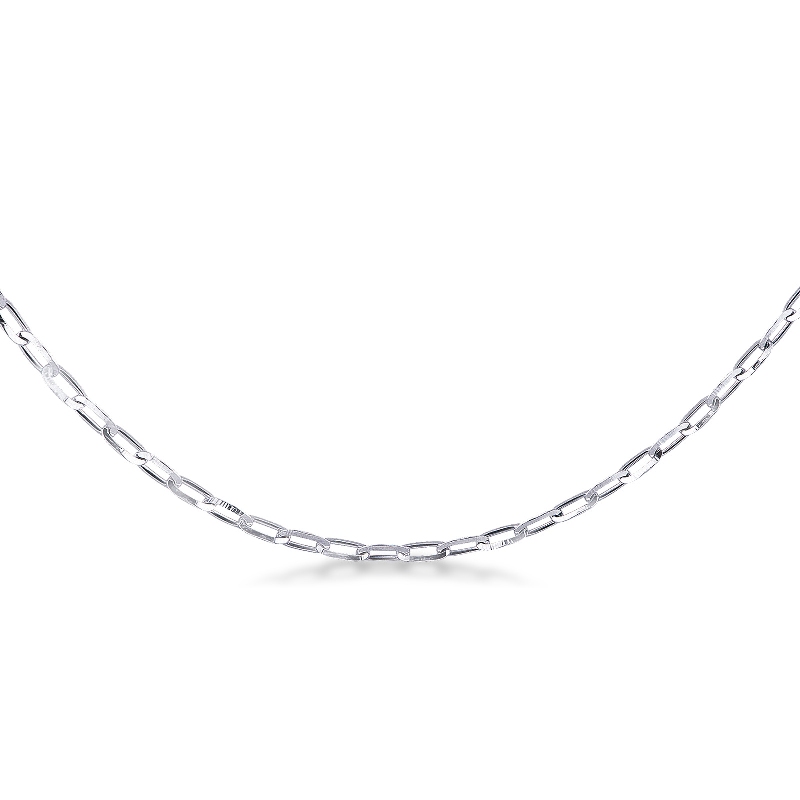 18k white gold thin rolò links chain