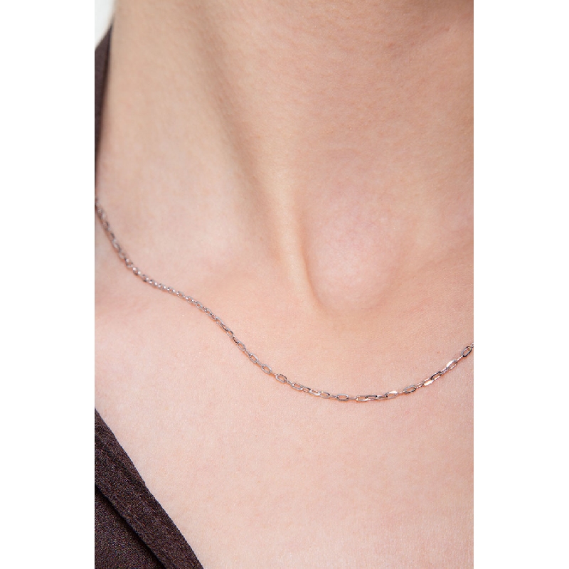 18k white gold thin rolò links chain