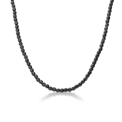 Diamond cut spheres necklace in 18k black gold, 45 cm