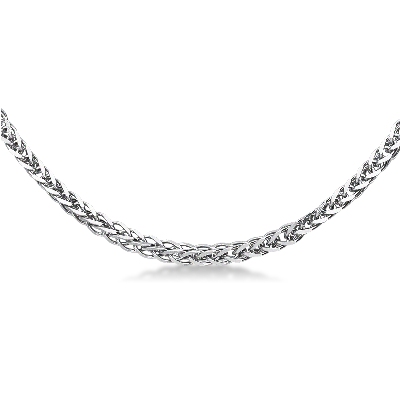 18k white gold knurled chain, 45 cm