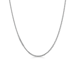 18k white gold knurled chain, 45 cm