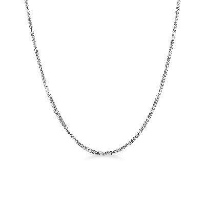 18k white gold knurled chain, 45 cm