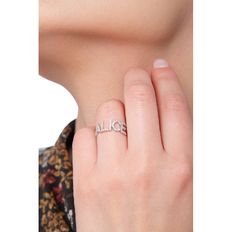 Name ring ALICE white gold and diamonds Name ring ALICE white gold and diamonds