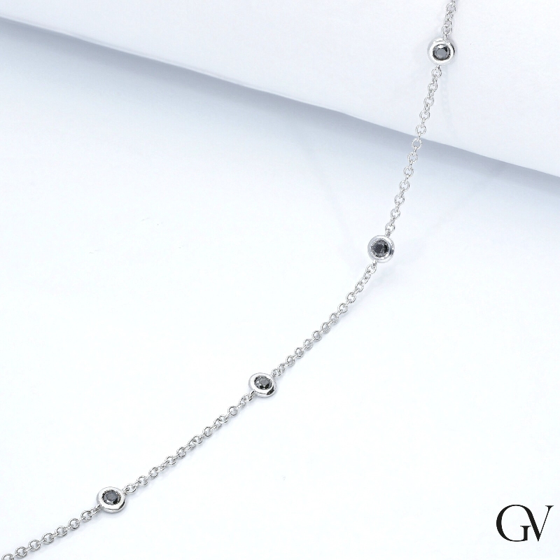 18k white gold man bracelet with 5 black diamonds 18k white gold man bracelet with 5 black diamonds