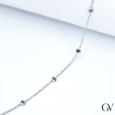 18k white gold man bracelet with 5 black diamonds