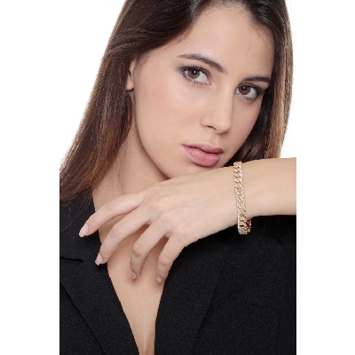 Groumette bracelet in 18k yellow gold with diamonds