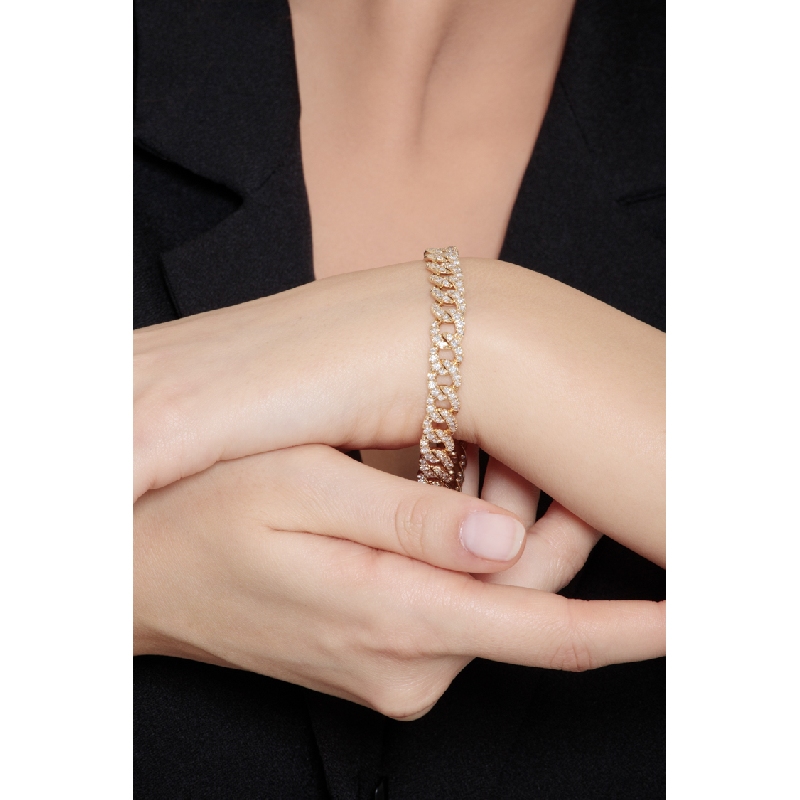 Groumette bracelet in 18k yellow gold with diamonds Groumette bracelet in 18k yellow gold with diamonds