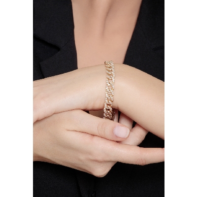 Groumette bracelet in 18k yellow gold with diamonds