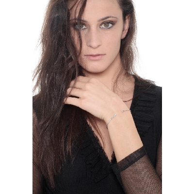 Diamond I initials bangle white gold 750