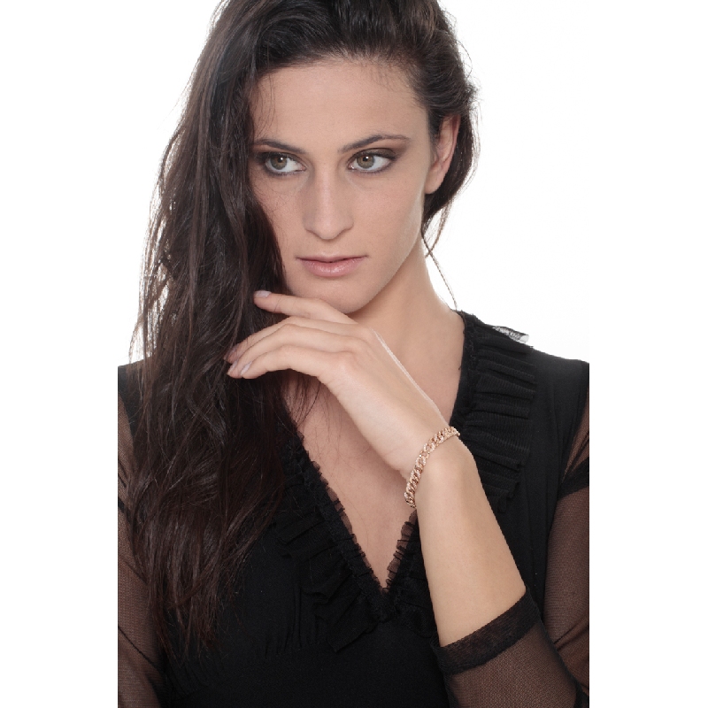 18k rose gold bracelet cuban link with diamonds