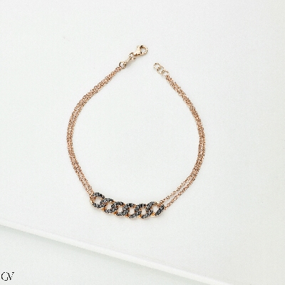 750 rose gold iced out with black diamonds