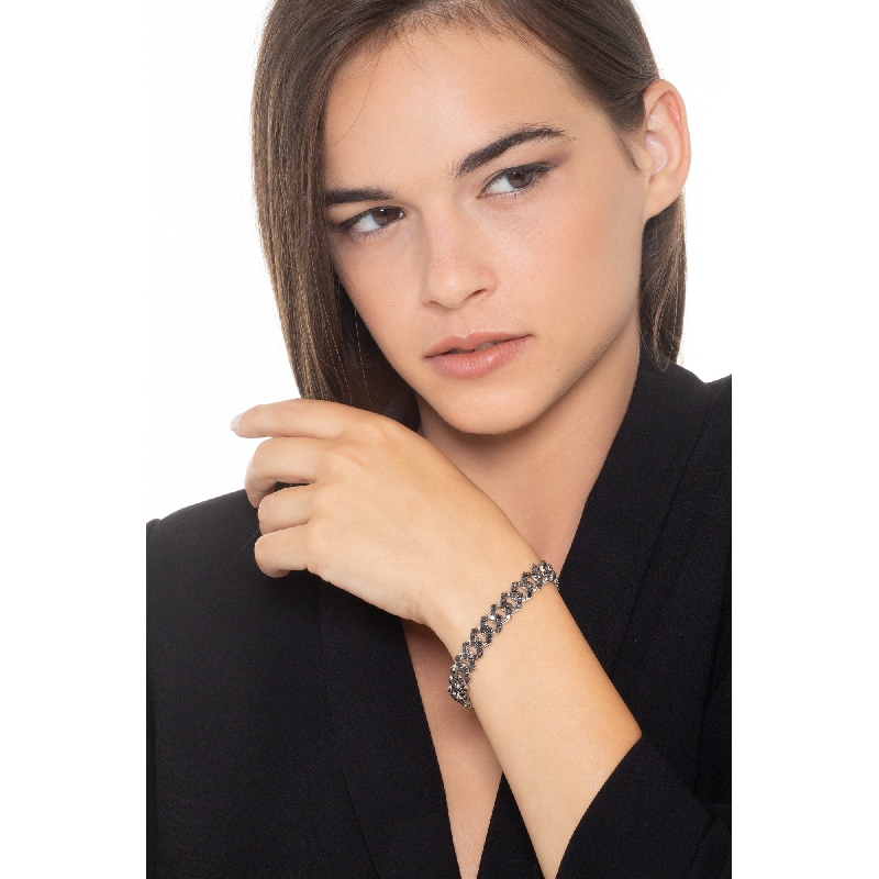 18k white gold cuban link bracelet with black diamonds 18k white gold cuban link bracelet with black diamonds