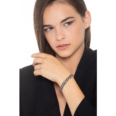 18k white gold cuban link bracelet with black diamonds