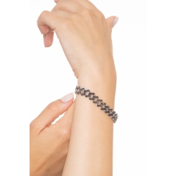 18k white gold cuban link bracelet with black diamonds 2