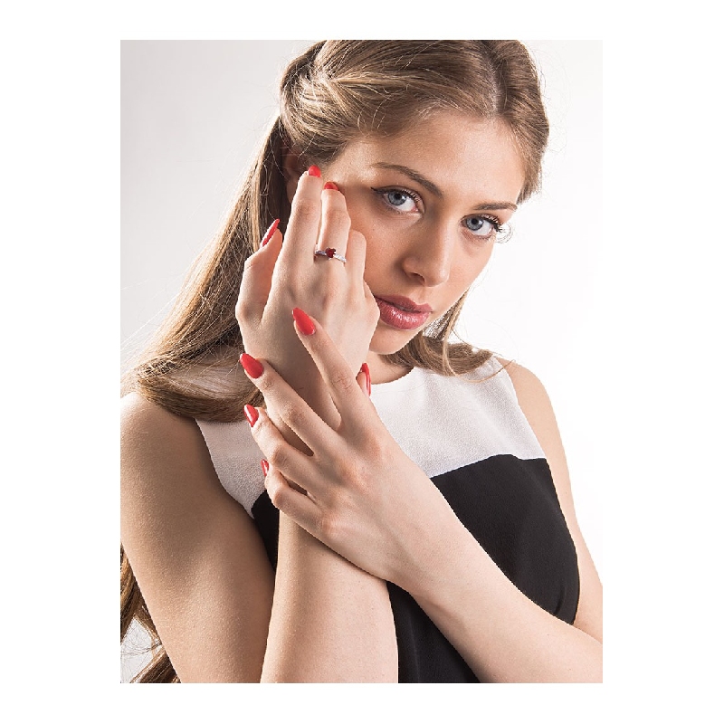 18k white gold with ruby heart cut and diamonds shoulder set  18k white gold with ruby heart cut and diamonds shoulder set