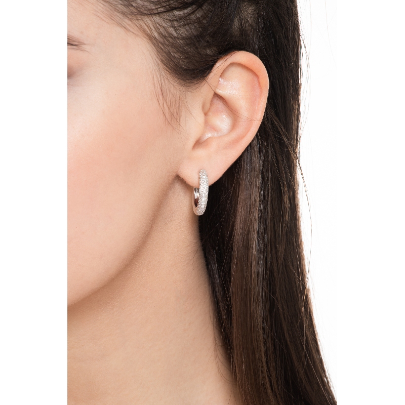 White gold 18k hoop earrings with 0,66 ct diamonds 