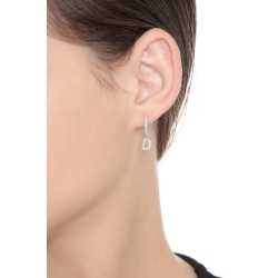 D letter drop earring in white gold and diamonds 2