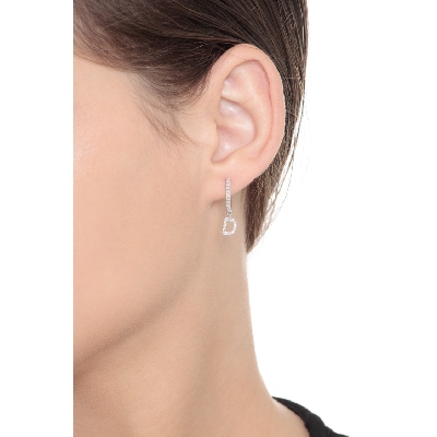 D letter drop earring in white gold and diamonds