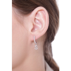 S letter drop earring in white gold and diamonds 2