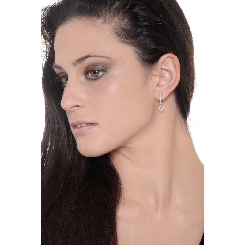 Diamond drop single earring with letter U Diamond drop single earring with letter U