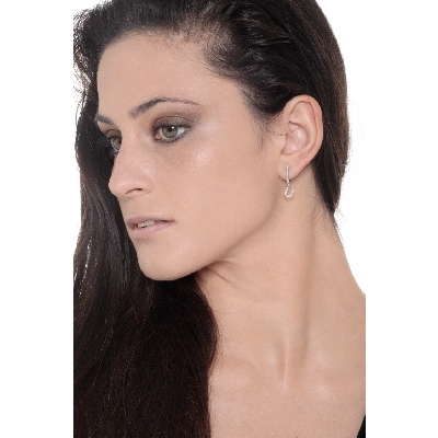 Diamond drop single earring with letter U