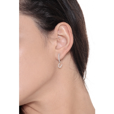 Diamond drop single earring with letter U