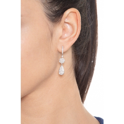 White gold 18k drop earrings with diamonds pavé