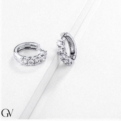 18k white gold hoop earrings with diamonds
