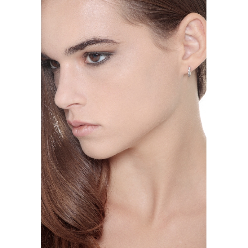 18k white gold hoop earrings with diamonds, 0,12 ct 18k white gold hoop earrings with diamonds, 0,12 ct