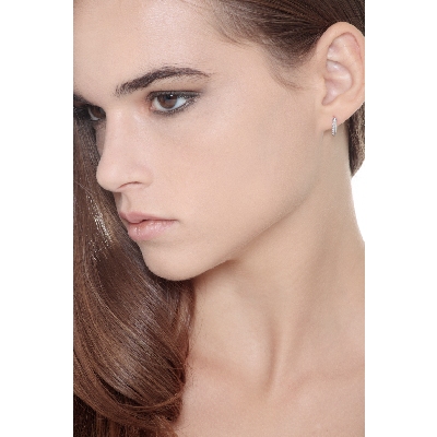 18k white gold hoop earrings with diamonds, 0,12 ct