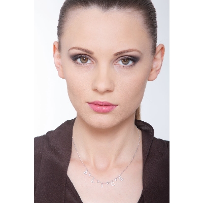 Gold necklace with name ALICE in diamonds