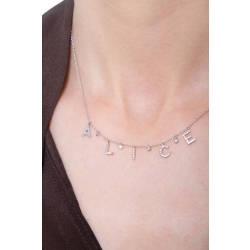 Gold necklace with name ALICE in diamonds 2