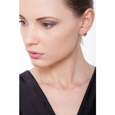 White gold 18k long chain with diamonds, 40 cm