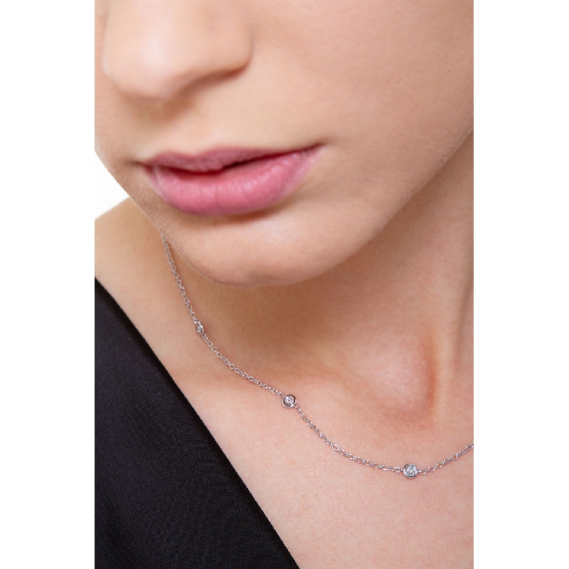 White gold 18k long chain with diamonds, 40 cm White gold 18k long chain with diamonds, 40 cm