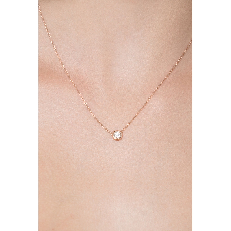 Rose gold 18k solitaire diamond necklace  Rose gold 18k solitaire diamond necklace