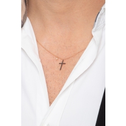 18k rose gold necklace with cross in black diamonds 2