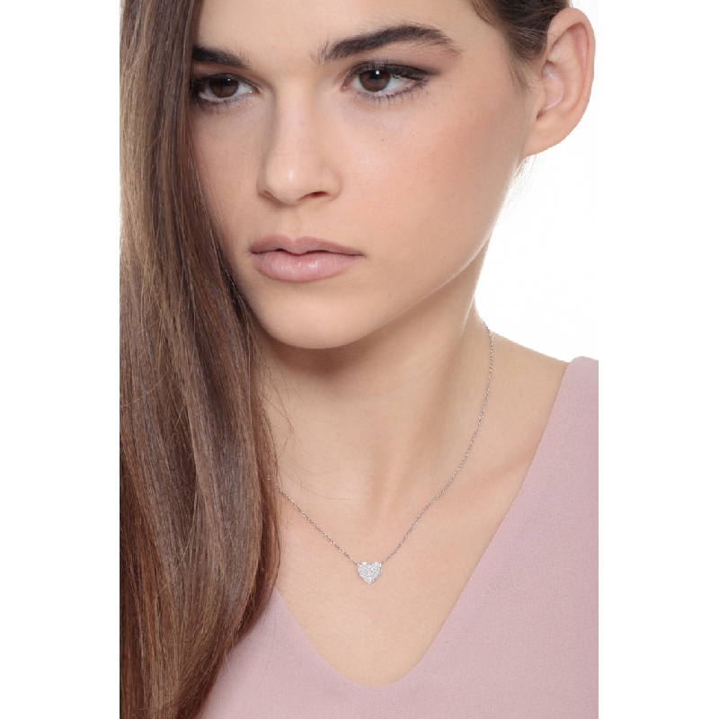 Heart necklace with diamond pavè Heart necklace with diamond pavè